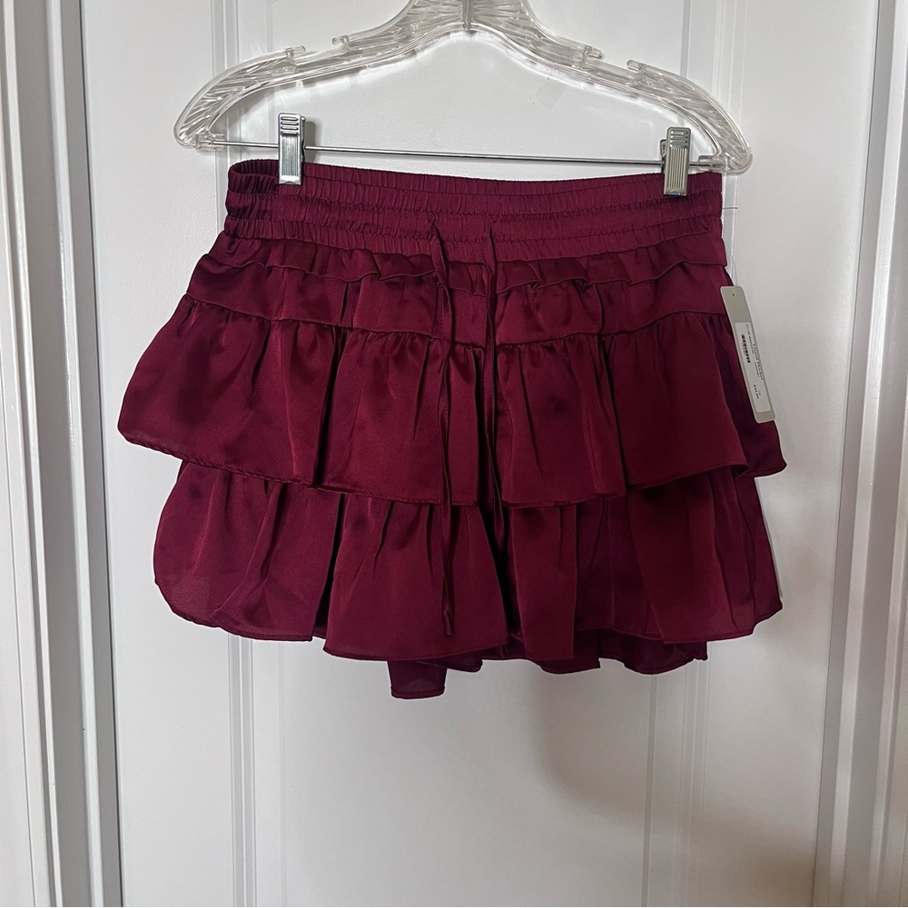Elegant Burgundy Ruffle Skirt